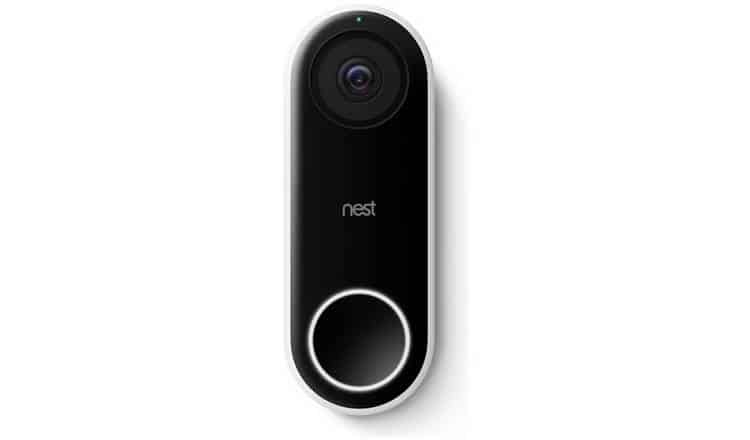 A marketing image of a black Google Nest Hello Video Doorbell (on a white background).