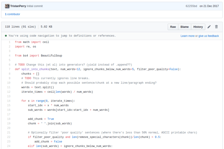 An example of some Python code from Github (using some open sourced 
plagiarism-detection-software from the website's owner, Tristan Perry)