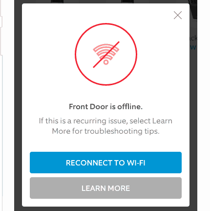 Ring doorbell wifi error on app
