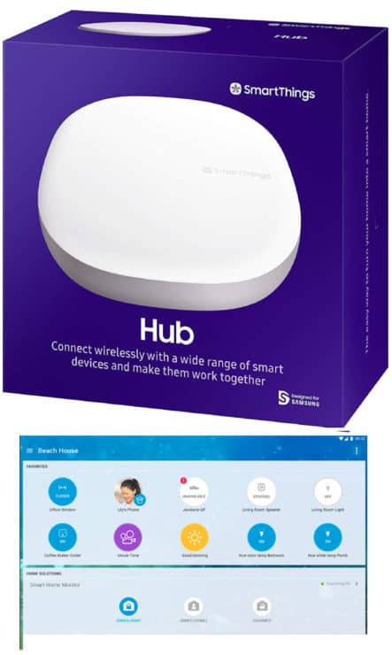 SmartThings Home Hub Box di terza generazione e app per telefono SmartThings