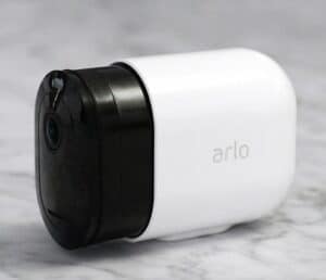 Marketing image showing the body of the Arlo Pro 3 camera