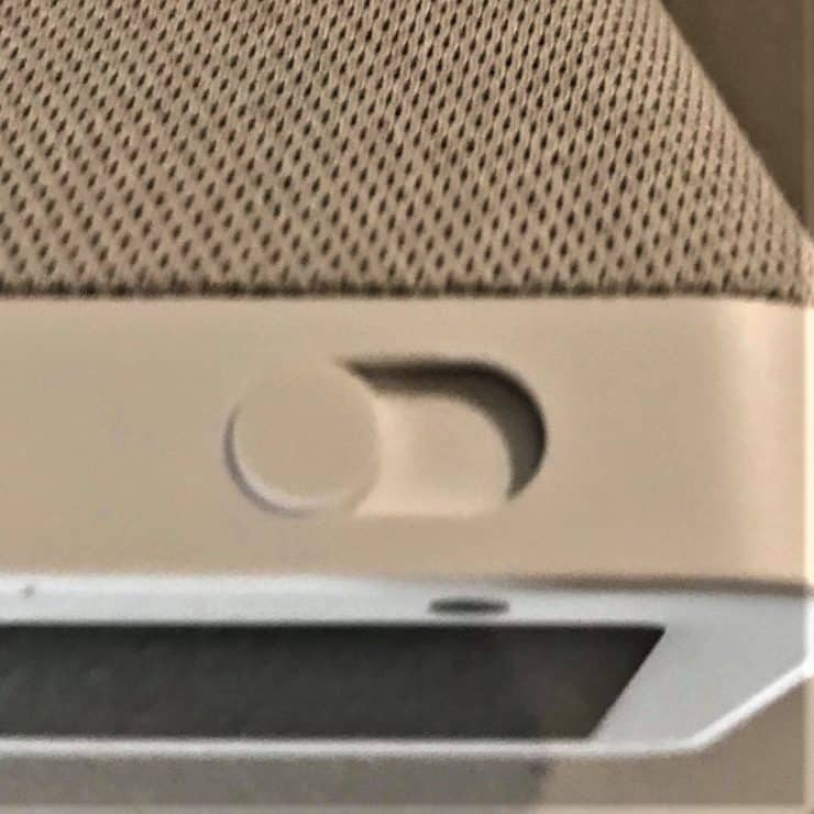Echo Show camera button in the off position
