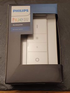 My Philips Hue dimmer switch in its box