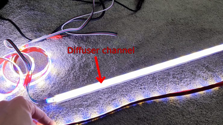 An LED diffuser channel (U-channel) for a lightstrip