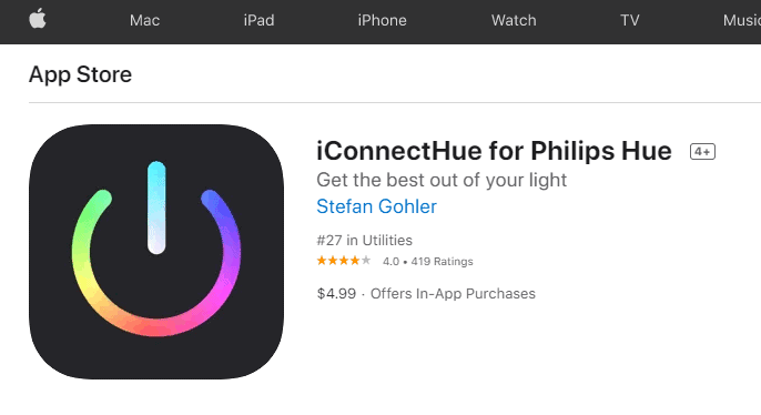 iConnectHue screenshot from the iOS App Store