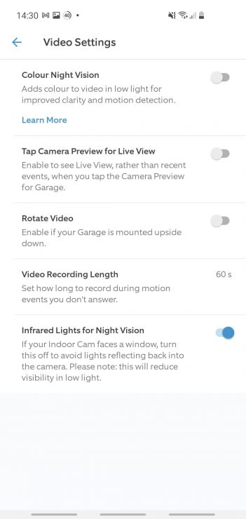 The Ring app offers a range of features including the ability to rotate video