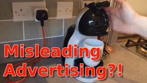 YouTube thumbnail showing a smart plug my coffee machine and the text Misleading Advertising