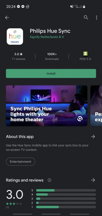 Philips Hue Sync app on Google Play Store