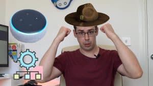 Echo vs Alexa difference YouTube thumbnail with me wearing a cowboy hat