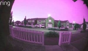 Ring Doorbell screenshot with a purple pink tinge due to an IR filter problem