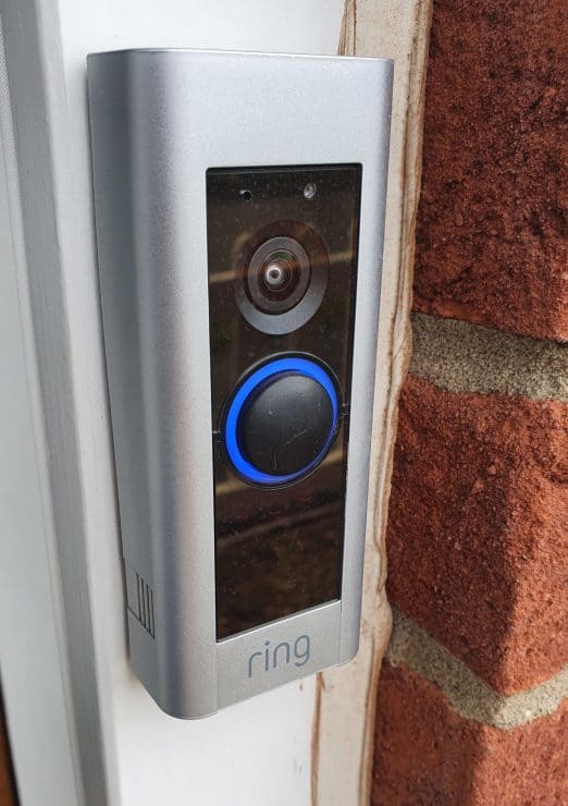 Ring Doorbell with blue spinning circle showing it is still being setup