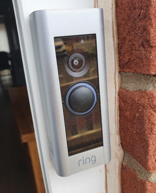Ring Doorbell with white spinning circle showing it is in setup mode