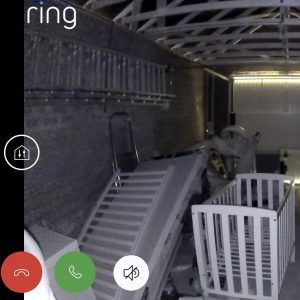Ring footage from the app with microphone and speaker options on display