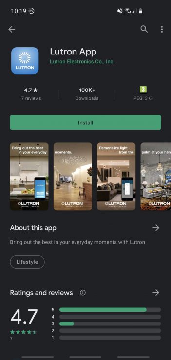 The Lutron App on the Google Play Store