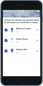 Lutron Caseta app choose devices for grouped control
