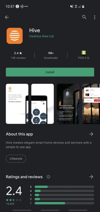 The Hive mobile app on the Google Play store