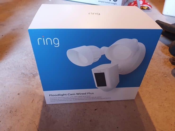 The Ring Floodlight Cam Wired Plus box