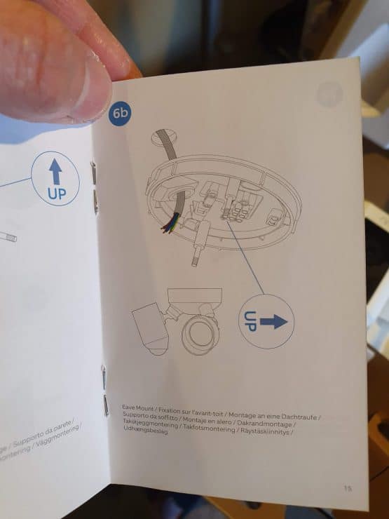 The manual of the Ring Floodlight Cam Plus showing the eaves mount option