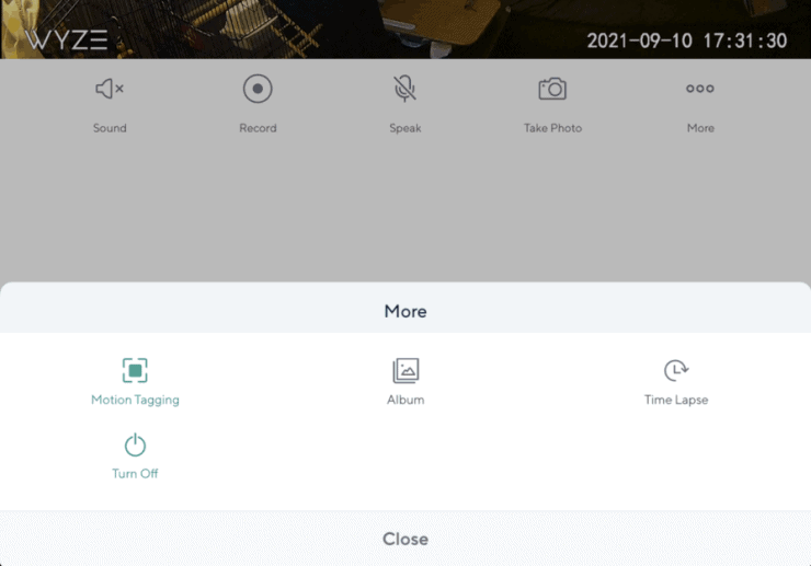 Wyze app More screen