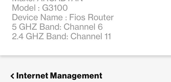 FiOS Settings Displaying Wi Fi Channels