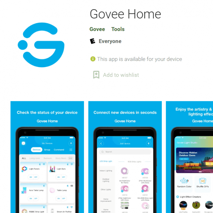 The Govee Home app on the Play Store