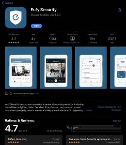 Eufy app in App Store