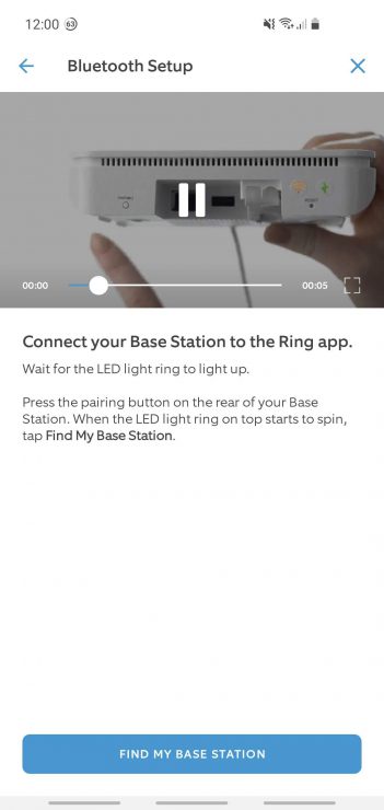 The Ring app showing how to enter pairing mode
