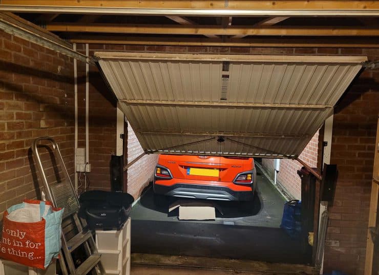 Inside view of my up and over garage door