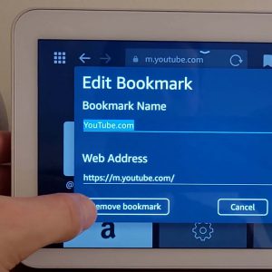 Removing the YouTube bookmark on an Amazon Echo Show device