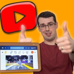 YouTube thumbnail showing me doing thumbs up sign with YouTube Kids enabled on an Amazon Echo Show