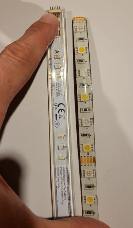A 14mm Hue Lightstrip next to a more standard 10mm LED lightstrip