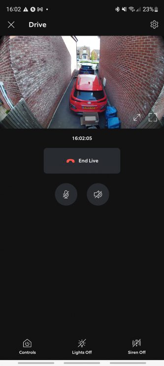 The Ring device view when camera preview is enabled you see live view but no snapshot captures