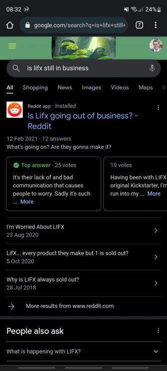 Various Reddit threads asking whether LIFX is struggling financially