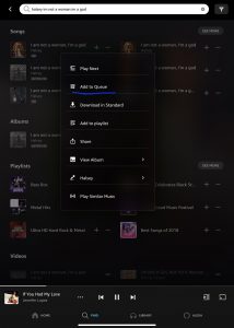 Add to Queue selection in Amazon Music App