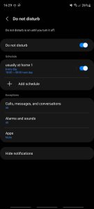 The Do Not Disturb options on an Android phone