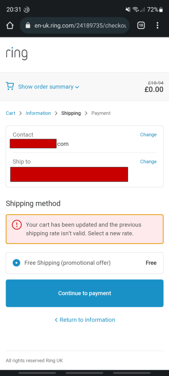 One of the order summary errors I received when using the free faceplate offer