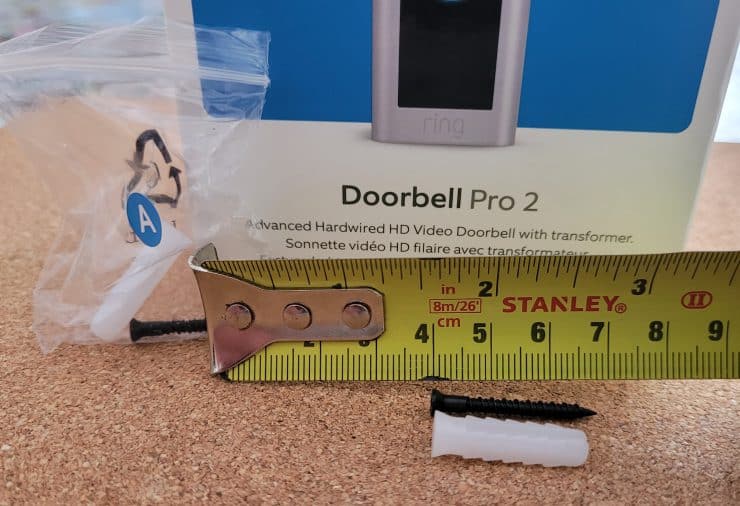 The length of the wood mounting screw and anchor for the Ring Doorbell Pro 2