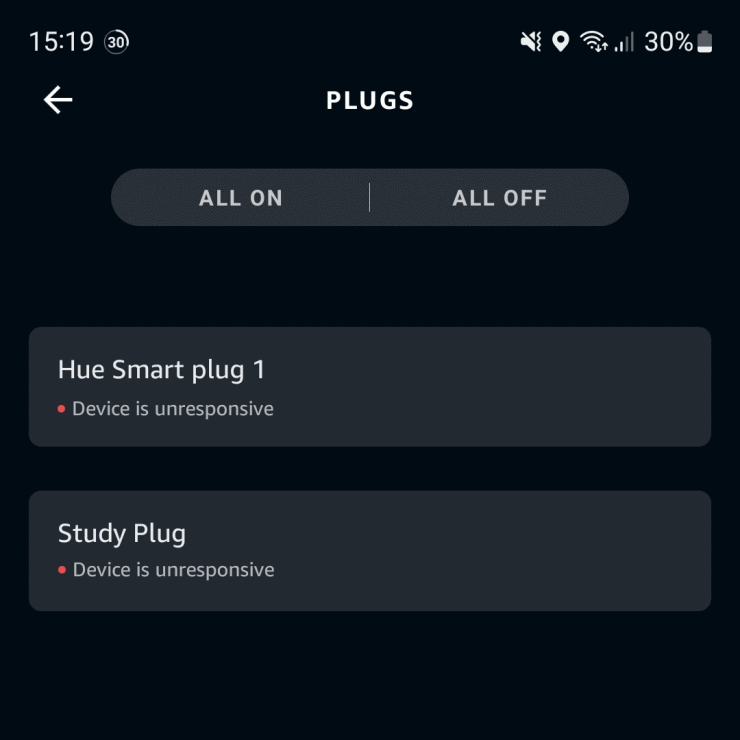 A Kasa smart plug showing as device unreachable within the Alexa app