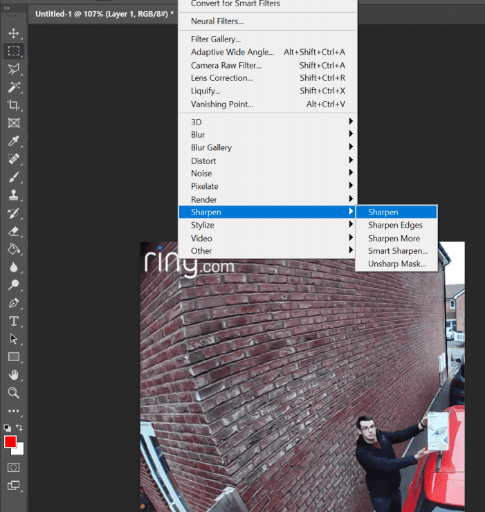 Sharpening an image in Photoshop