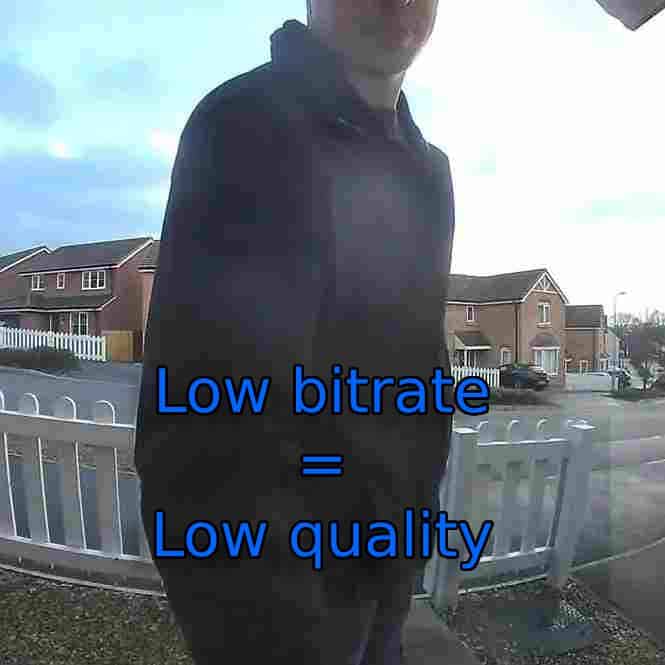 A low image quality recording due to low bitrate