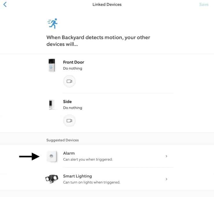 Linked Devices Ring Alarm in Ring app