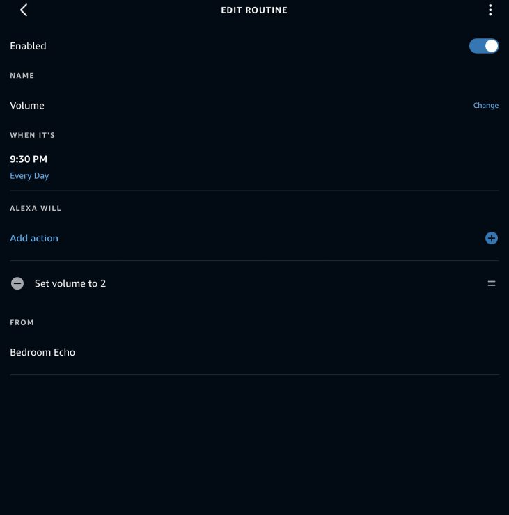 Sample Volume Routine in Alexa App