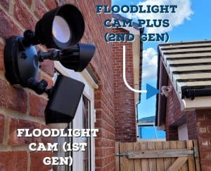 Two Ring Floodlight Cams installed at different points of my property one on my house and one on my garage