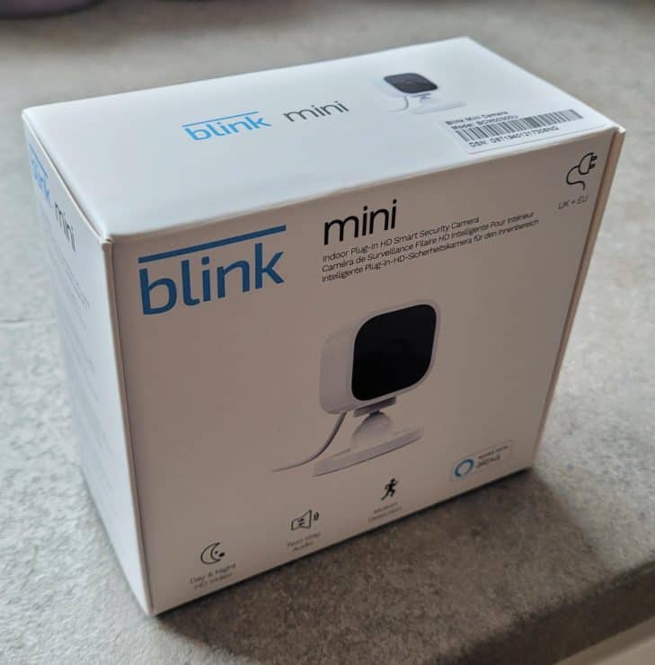 A blink mini smart indoor Wi FI camera