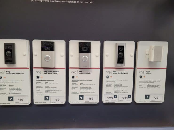 A few Ring doorbells including battery and wired models
