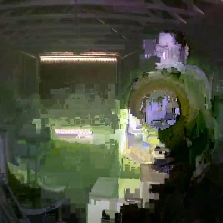 A heavily disrupted Ring recording due to a light being shone into the lens of a Ring Indoor Cam