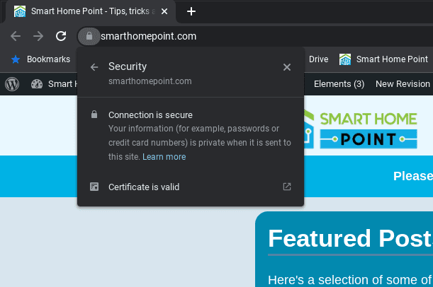 A website with an SSL certificate in Chrome