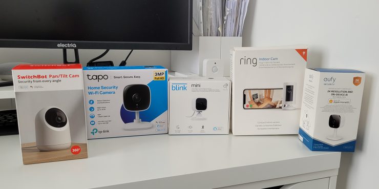 The five smart indoor cameras that I tested for a YouTube video 1