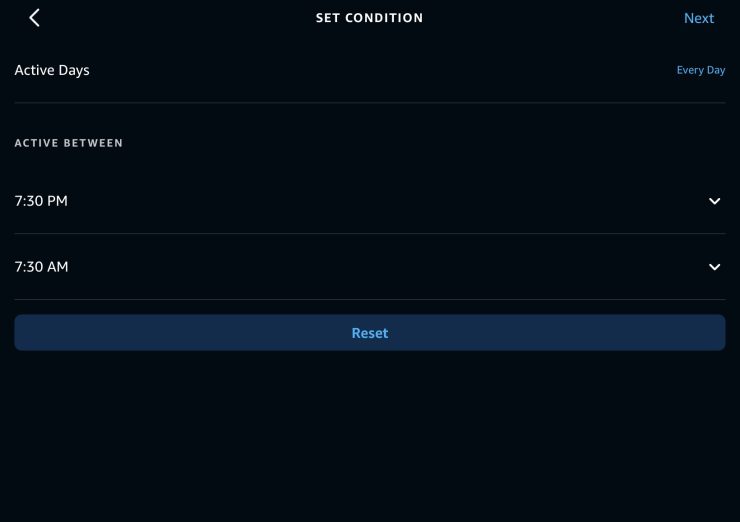 Set Condition and Time for Routine in Alexa App