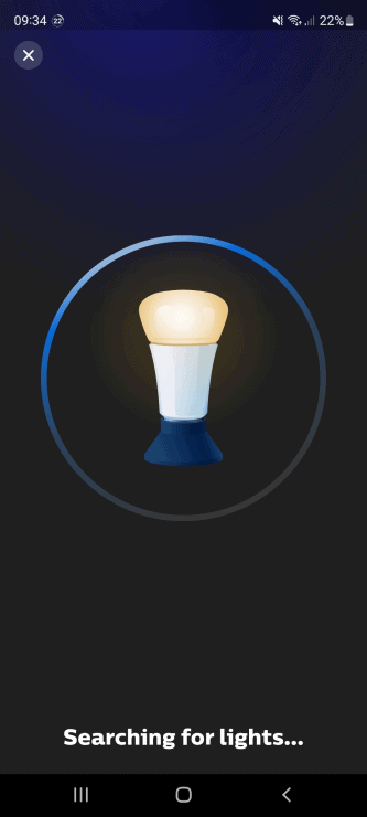 When the Hue app is actively searching for new lights to add